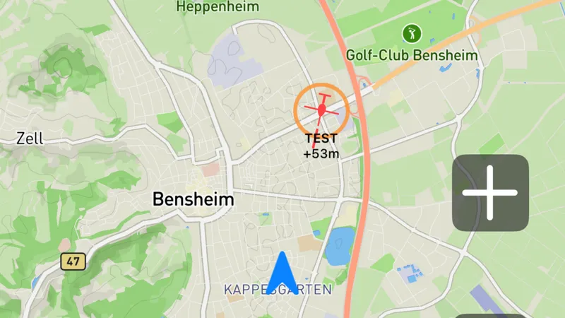 Echtzeit-Luftverkehr auf der Karte beim Gleitschirmfliegen