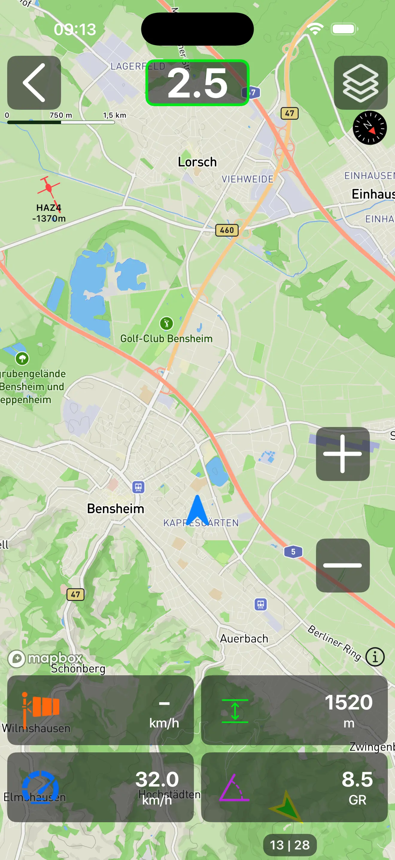 Real-time air traffic on the map 1